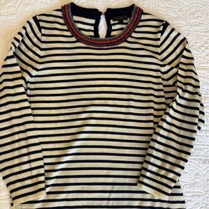 J. Crew navy and cream striped sweater. Size L.